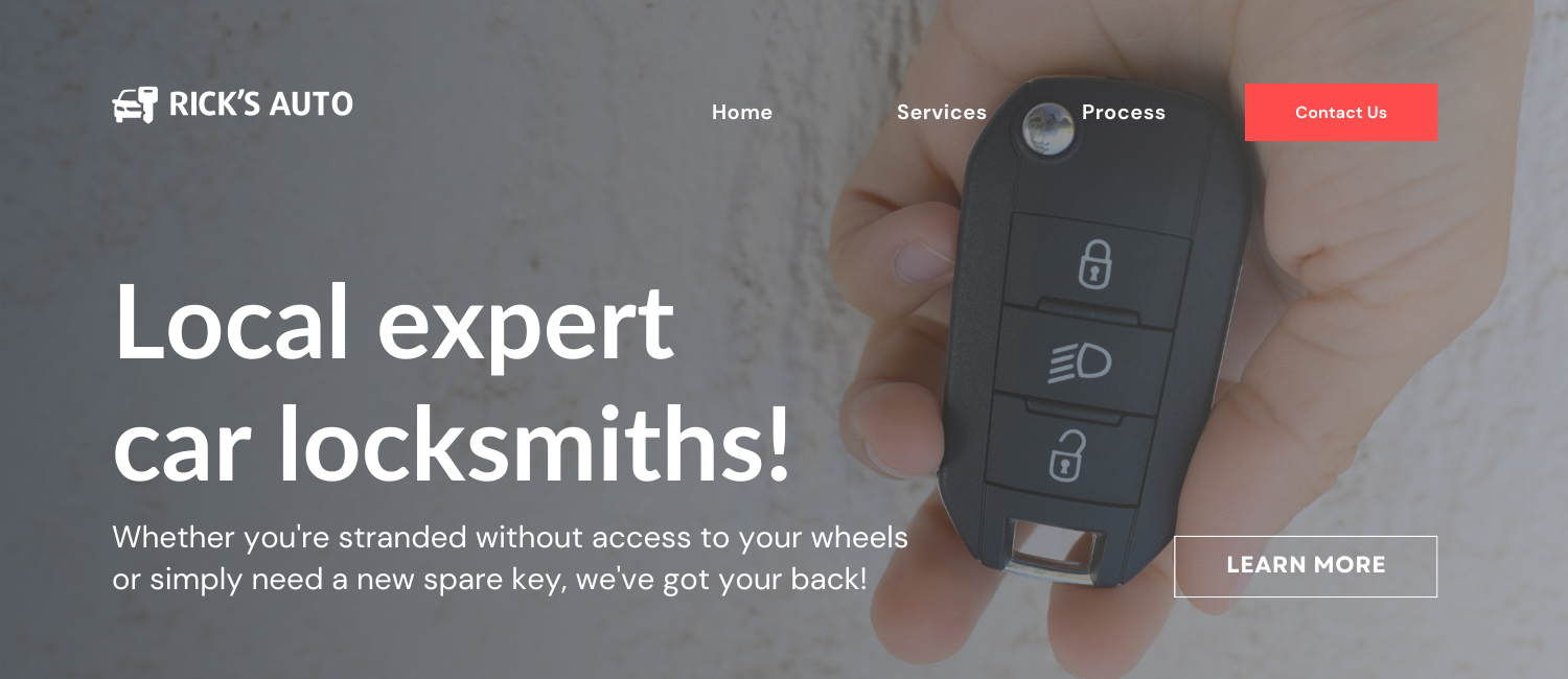Automotive locksmith website example designed by Agency Tone.