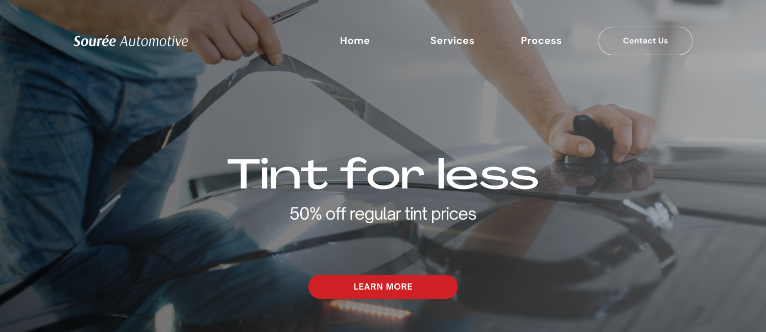 Automotive tinting website example designed by Agency Tone.